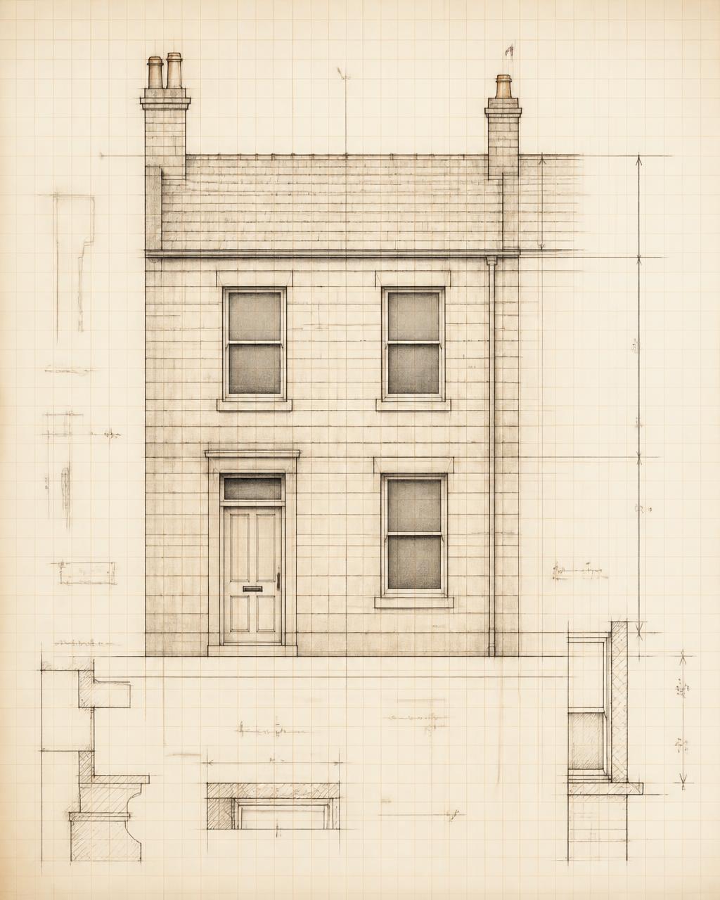 Architectural elevation study representing Tervan's property-first analysis